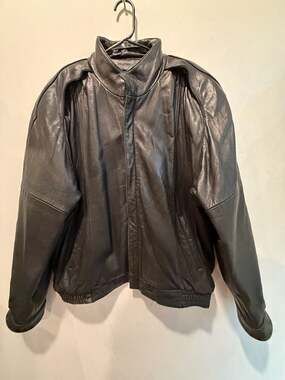 Vintage Tannery West Leather Jacket Size XL Black Bomber